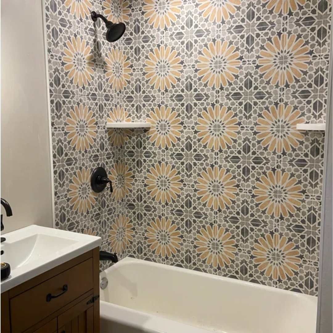 Garden Sunflower 8"x8" Citrine Porcelain Matte Tile