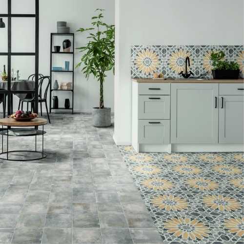 Garden Sunflower 8"x8" Citrine Porcelain Matte Tile