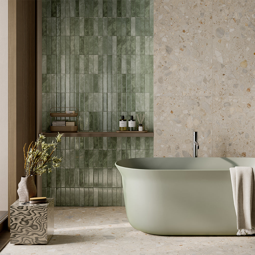 Lazio 2"x8" Sage Porcelain Glossy Tile