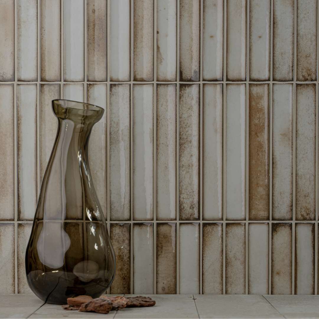 Sakura Fluted 4.5" x 9" Beige Porcelain Glossy Tile