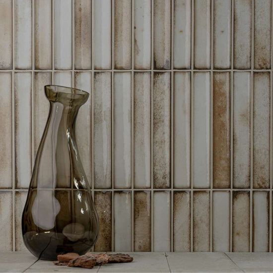 Sakura Fluted 4.5" x 9" Beige Porcelain Glossy Tile