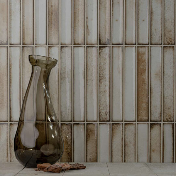 Sakura Fluted 4.5" x 9" Beige Porcelain Glossy Tile