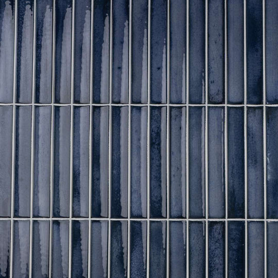 Sakura Fluted 4.5" x 9" Blue Night Porcelain Glossy Tile