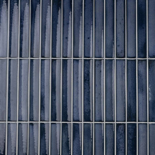 Sakura Fluted 4.5" x 9" Blue Night Porcelain Glossy Tile