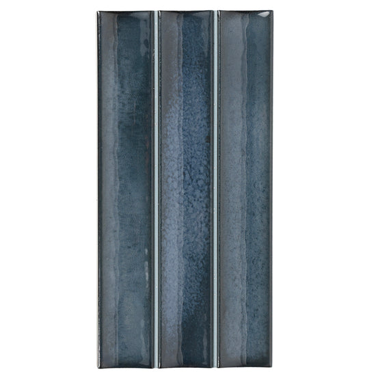 Sakura Fluted 4.5" x 9" Blue Night Porcelain Glossy Tile