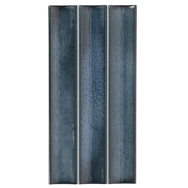 Sakura Fluted 4.5" x 9" Blue Night Porcelain Glossy Tile