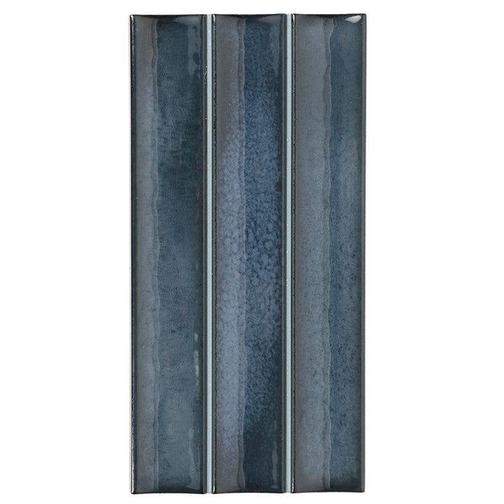Sakura Fluted 4.5" x 9" Blue Night Porcelain Glossy Tile