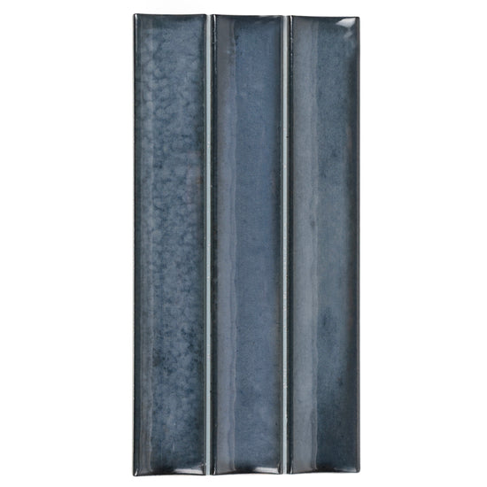 Sakura Fluted 4.5" x 9" Blue Night Porcelain Glossy Tile