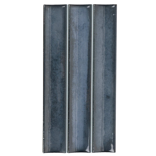 Sakura Fluted 4.5" x 9" Blue Night Porcelain Glossy Tile