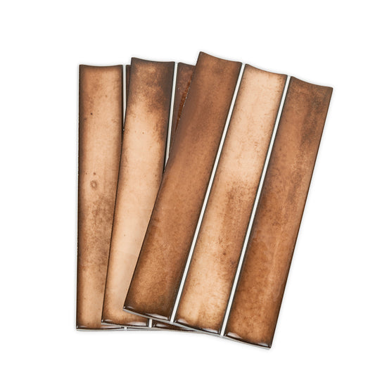 Sakura Fluted 4.5" x 9" Caramel Porcelain Glossy Tile