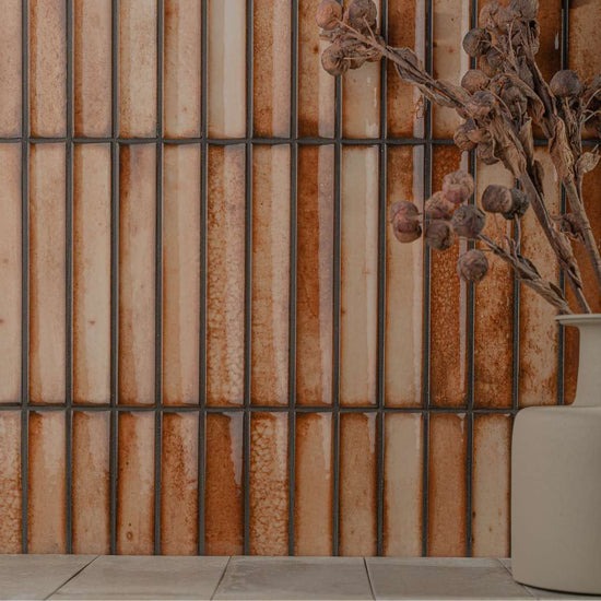 Sakura Fluted 4.5" x 9" Caramel Porcelain Glossy Tile