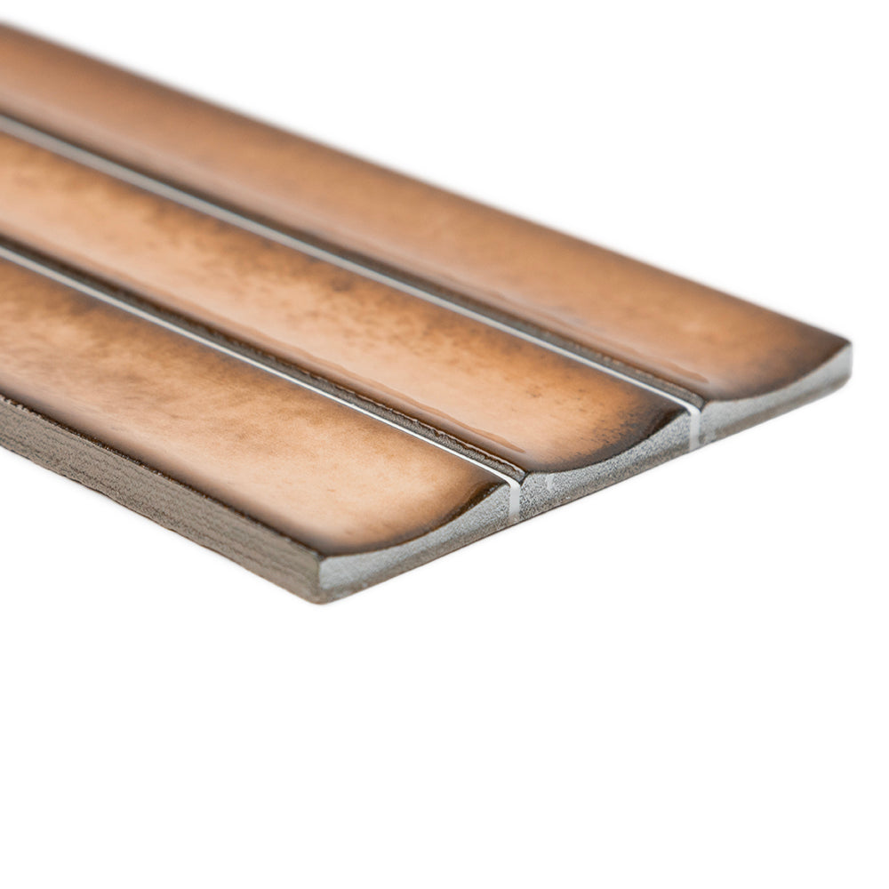 Sakura Fluted 4.5" x 9" Caramel Porcelain Glossy Tile
