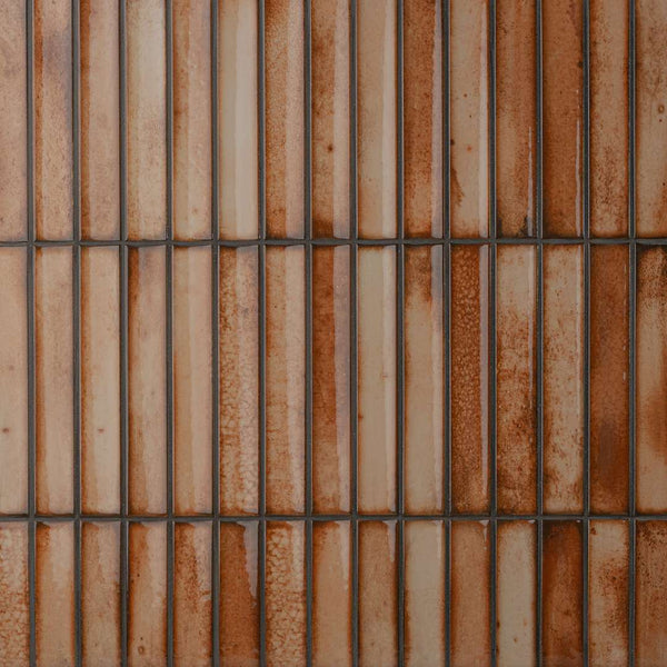 Sakura Fluted 4.5" x 9" Caramel Porcelain Glossy Tile