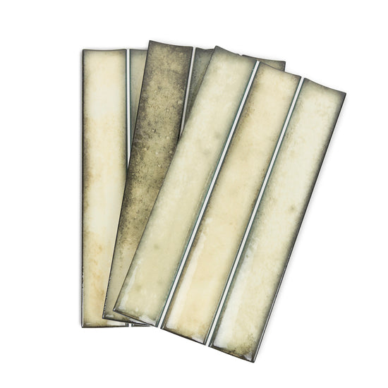 Sakura Fluted 4.5" x 9" Khaki Porcelain Glossy Tile