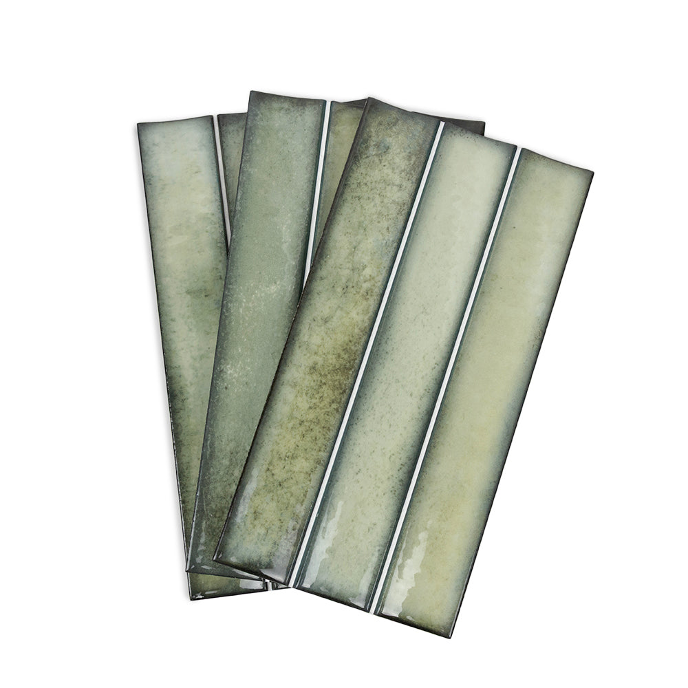 Sakura Fluted 4.5" x 9" Salvia Porcelain Glossy Tile