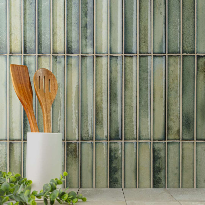 Sakura Fluted 4.5" x 9" Salvia Porcelain Glossy Tile
