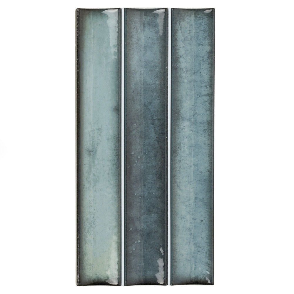 Sakura Fluted 4.5" x 9" Sea Blue Porcelain Glossy Tile