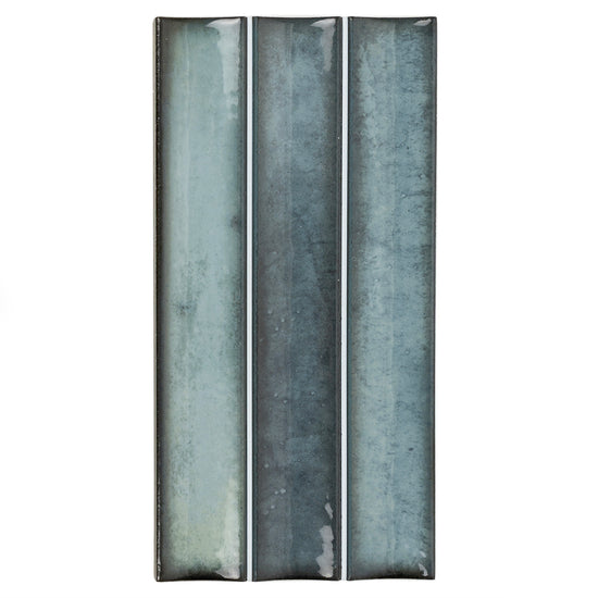Sakura Fluted 4.5" x 9" Sea Blue Porcelain Glossy Tile
