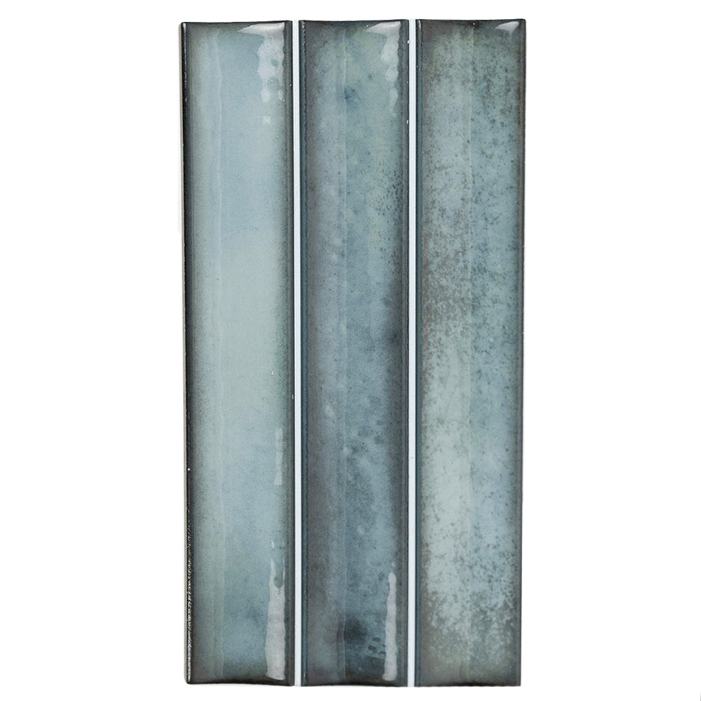 Sakura Fluted 4.5" x 9" Sea Blue Porcelain Glossy Tile