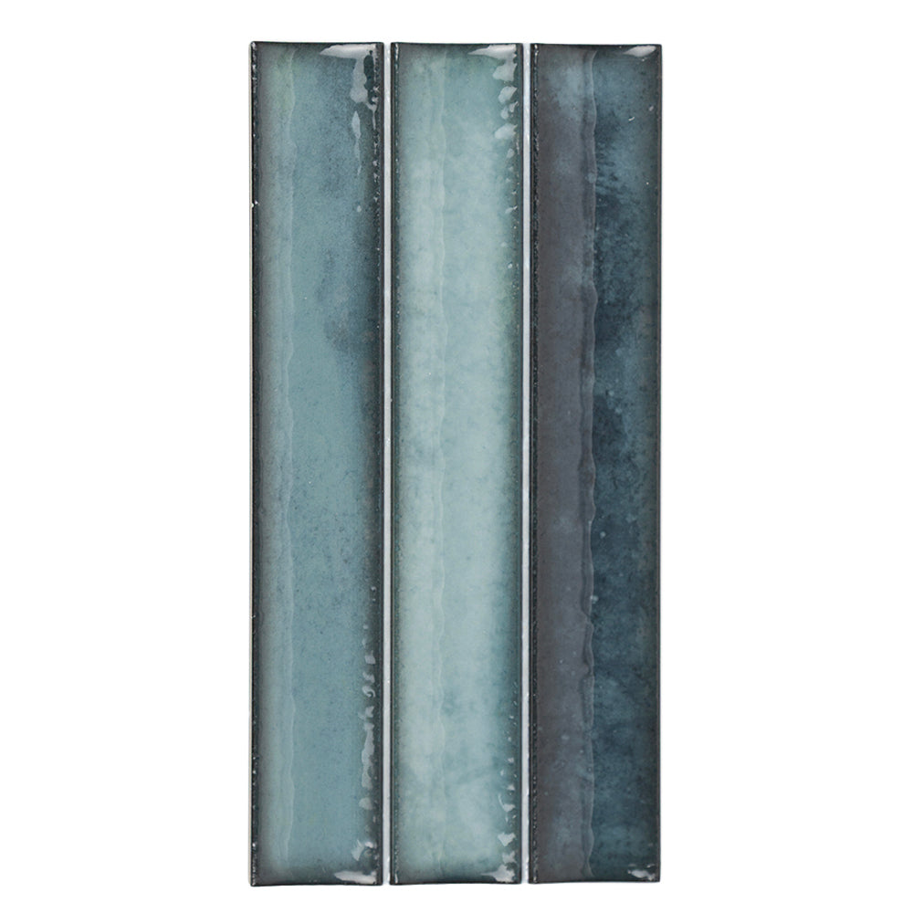 Sakura Fluted 4.5" x 9" Sea Blue Porcelain Glossy Tile