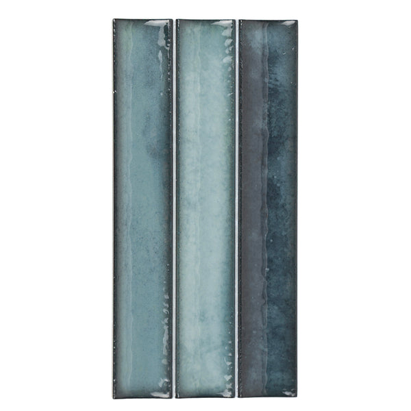 Sakura Fluted 4.5" x 9" Sea Blue Porcelain Glossy Tile