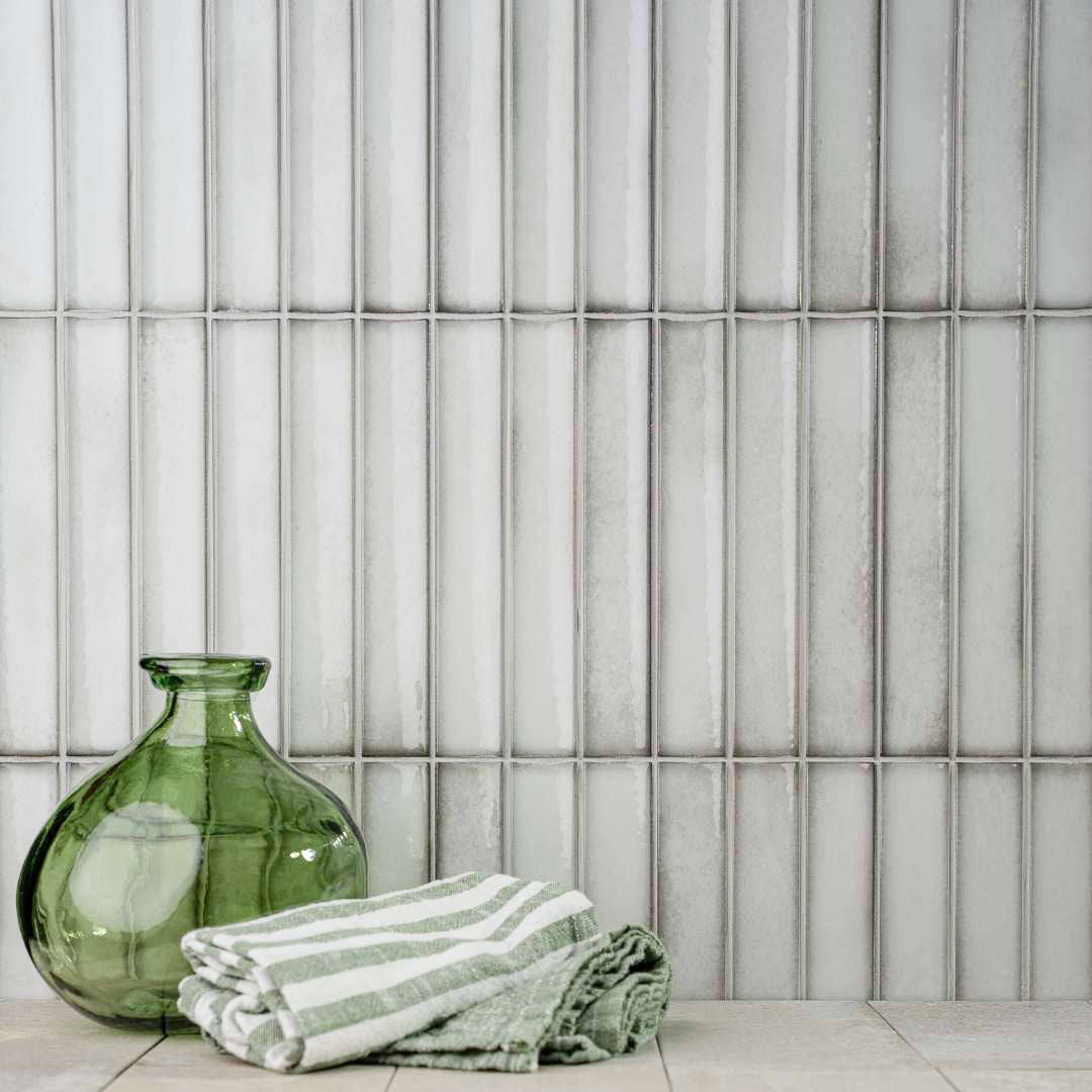 Sakura Fluted 4.5" x 9" Snow Porcelain Glossy Tile