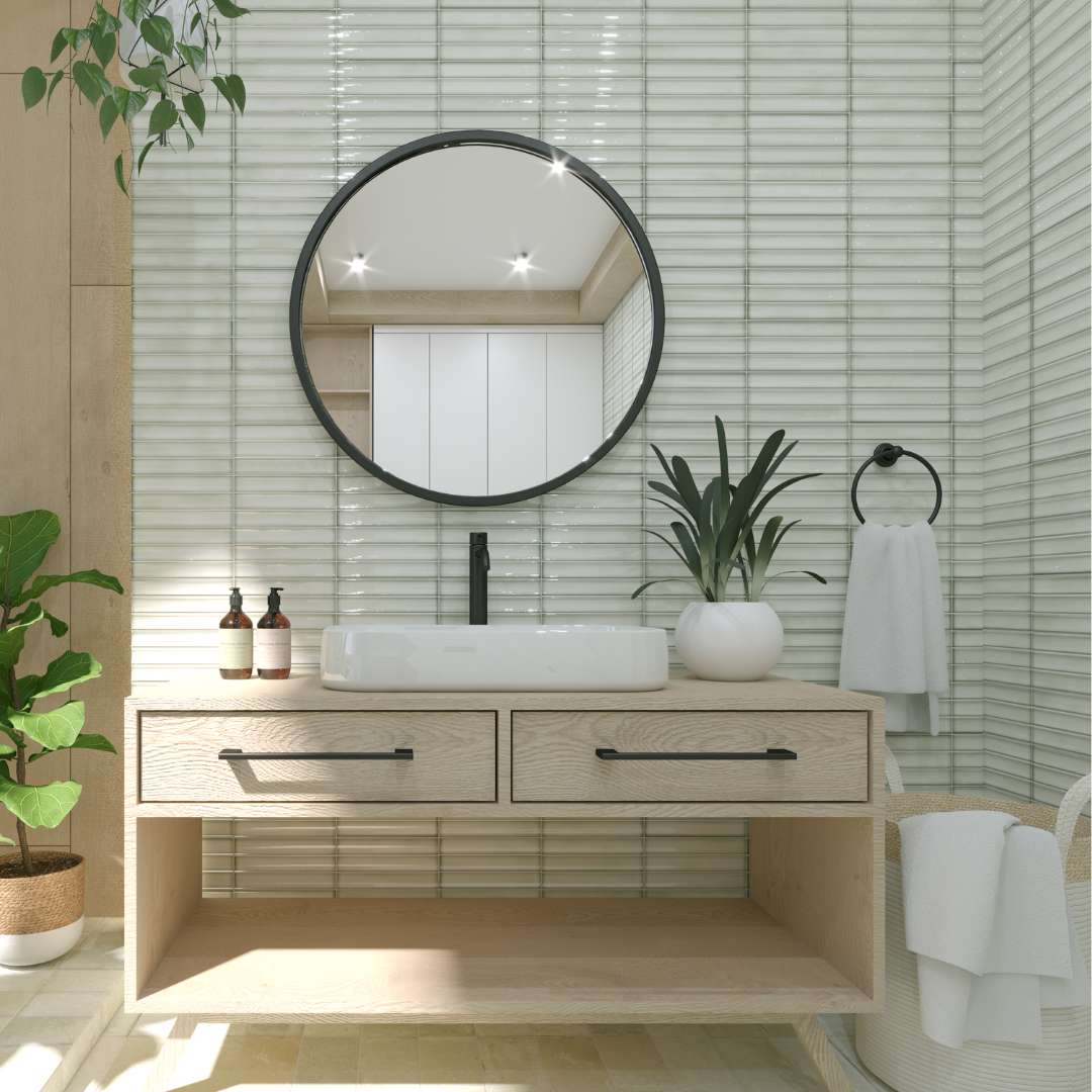 Sakura Fluted 4.5" x 9" Snow Porcelain Glossy Tile