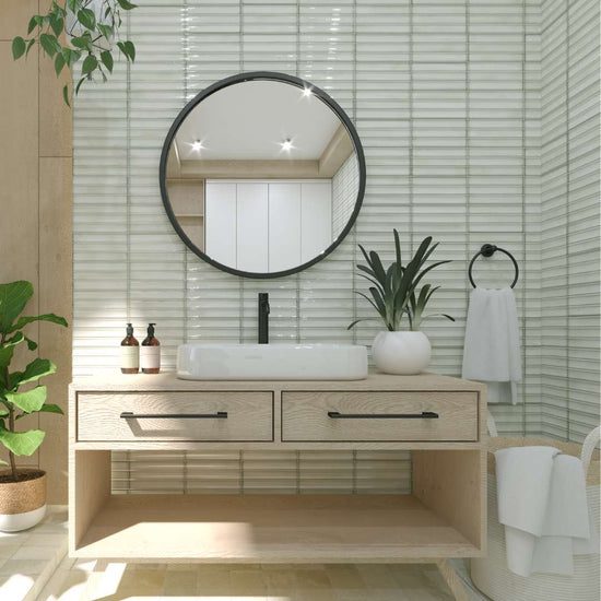 Sakura Fluted 4.5" x 9" Snow Porcelain Glossy Tile