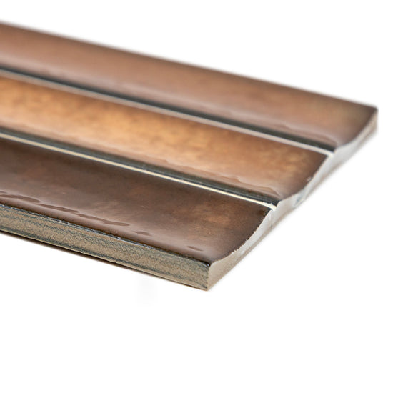 Sakura Fluted 4.5" x 9" Walnut Porcelain Glossy Tile