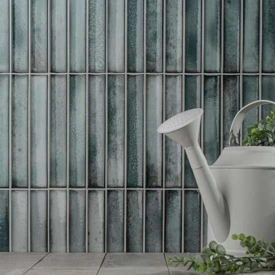Sakura Fluted 4.5" x 9" Winter Blue Porcelain Glossy Tile