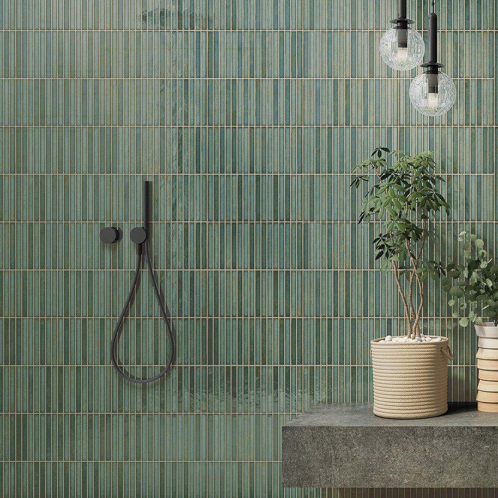 Castilla 14"x14" Emerald Ceramic Glossy Tile