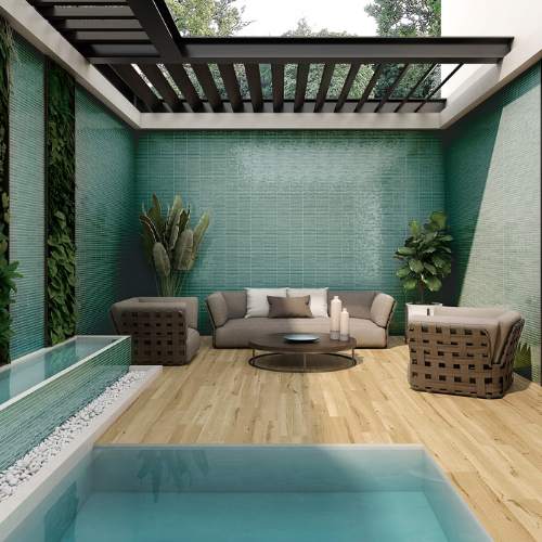 Castilla 14"x14" Sage Ceramic Glossy Tile