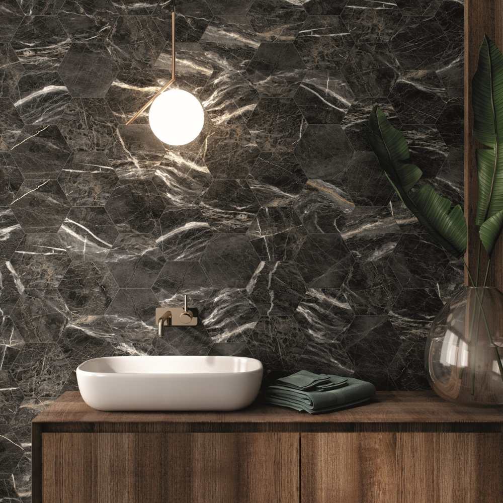 Oscuro 8" x 9" Gold Porcelain Matte Tile