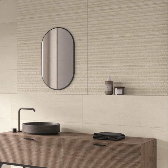 Crete 12" x 40" Blanco Relief Ceramic Matte Tile