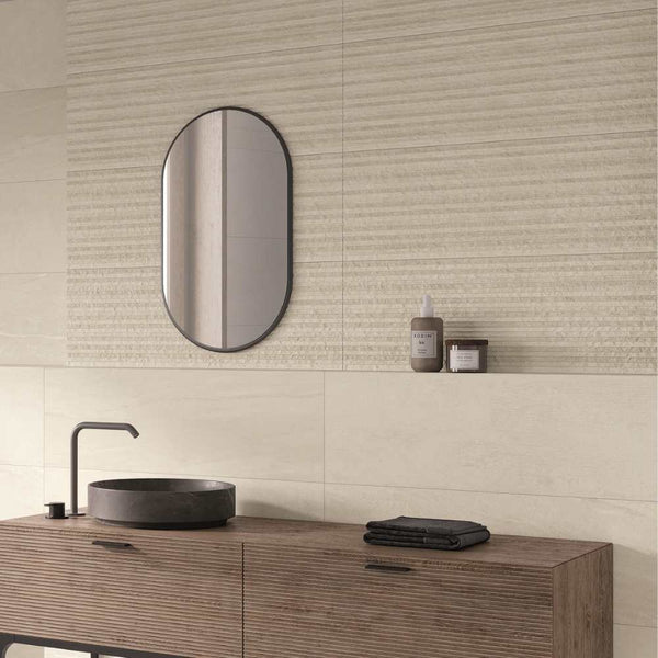 Crete 12" x 40" Blanco Relief Ceramic Matte Tile