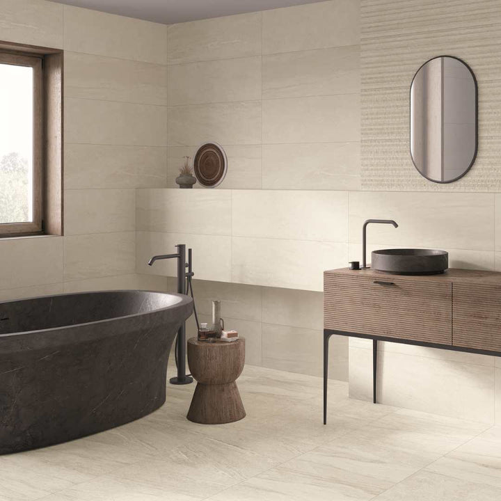Crete 12" x 40" Blanco Ceramic Matte Tile