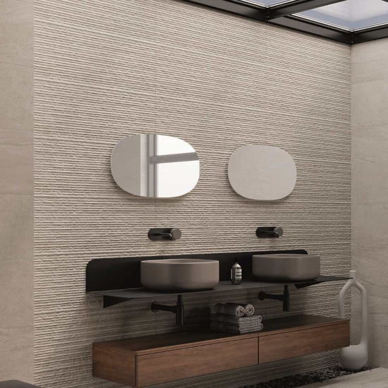 Crete 12" x 40" Gris Relief Ceramic Matte Tile