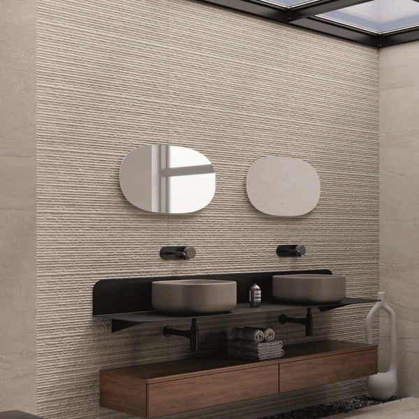 Crete 12" x 40" Gris Relief Ceramic Matte Tile