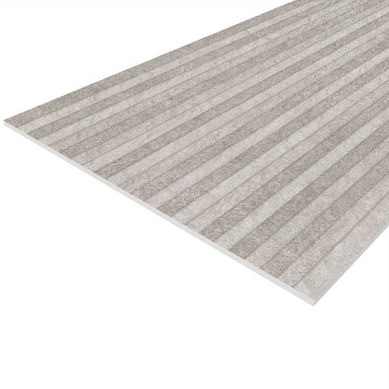 Crete 12" x 40" Gris Relief Ceramic Matte Tile