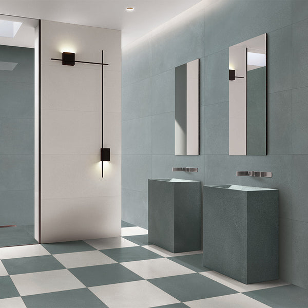 Terrazzo 2.0 24"x24" Checkerboard Minimal White & Minimal Green Porcelain Matte Tile