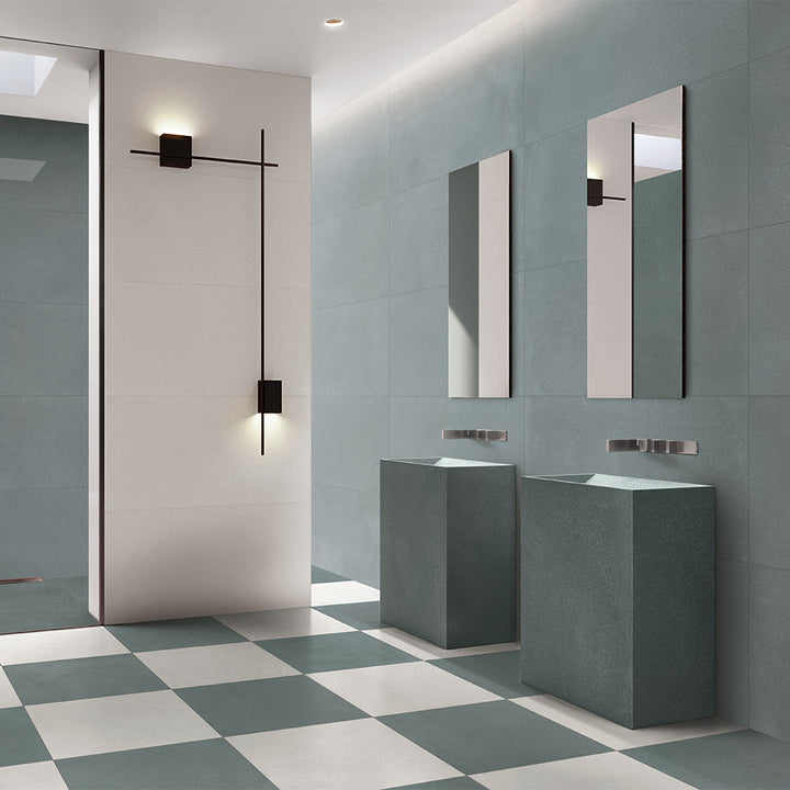 Terrazzo 2.0 24"x24" Checkerboard Minimal White & Minimal Green Porcelain Matte Tile