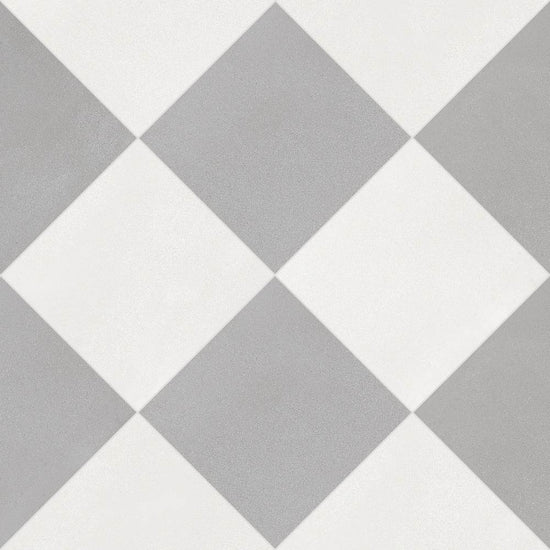 Terrazzo 2.0 24"x24" Checkerboard Minimal White & Minimal Grey Porcelain Matte Tile