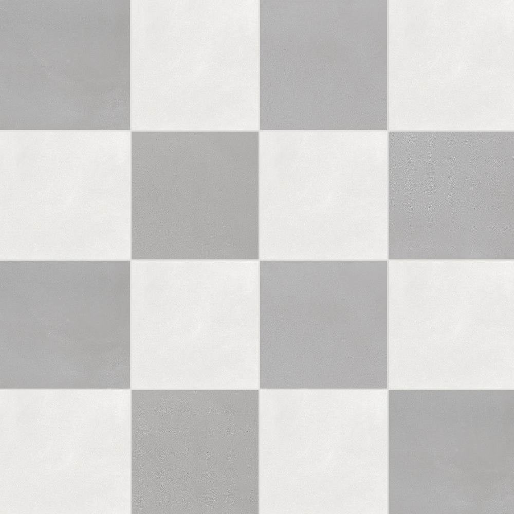 Terrazzo 2.0 24"x24" Checkerboard Minimal White & Minimal Grey Porcelain Matte Tile