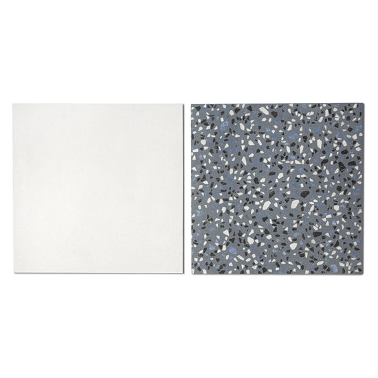 Terrazzo 2.0 24"x24" Checkerboard Minimal White & Classic Blue Porcelain Matte Tile