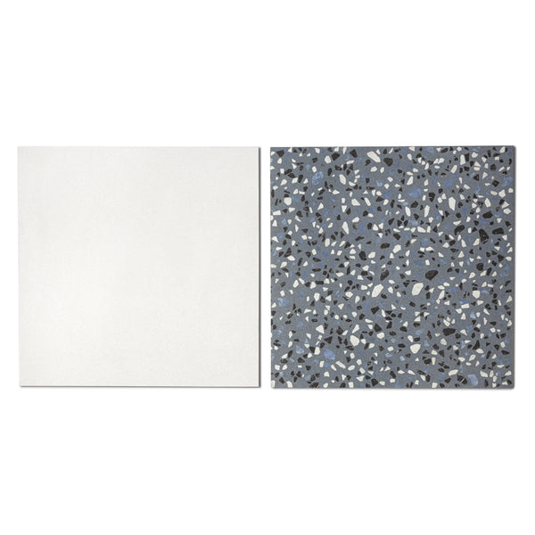 Terrazzo 2.0 24"x24" Checkerboard Minimal White & Classic Blue Porcelain Matte Tile