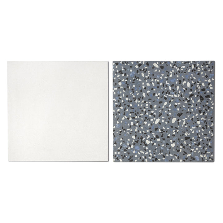 Terrazzo 2.0 24"x24" Checkerboard Minimal White & Classic Blue Porcelain Matte Tile