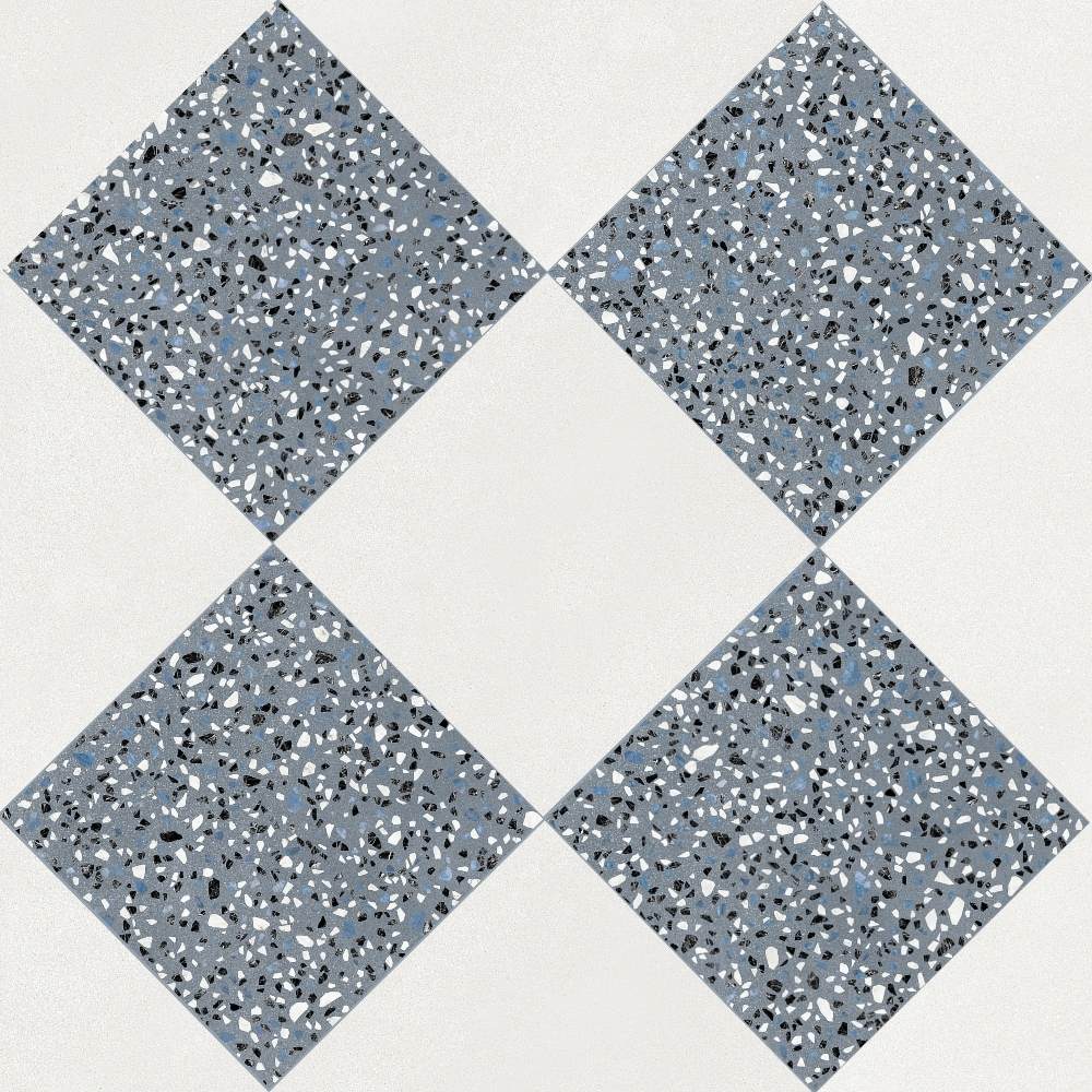 Terrazzo 2.0 24"x24" Checkerboard Minimal White & Classic Blue Porcelain Matte Tile