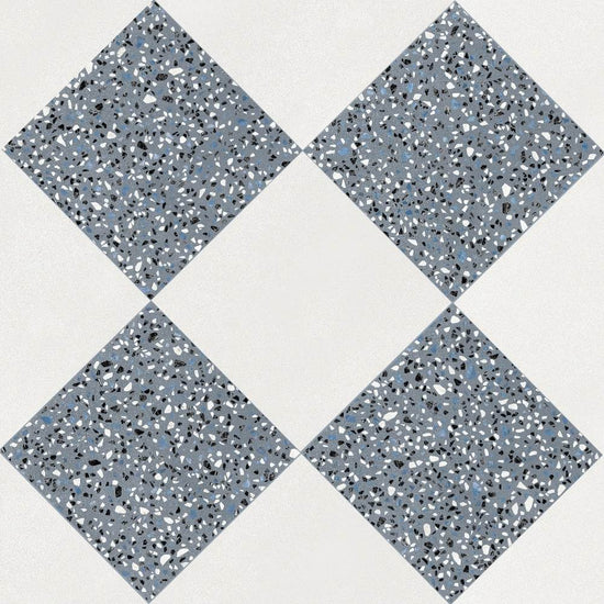 Terrazzo 2.0 24"x24" Checkerboard Minimal White & Classic Blue Porcelain Matte Tile