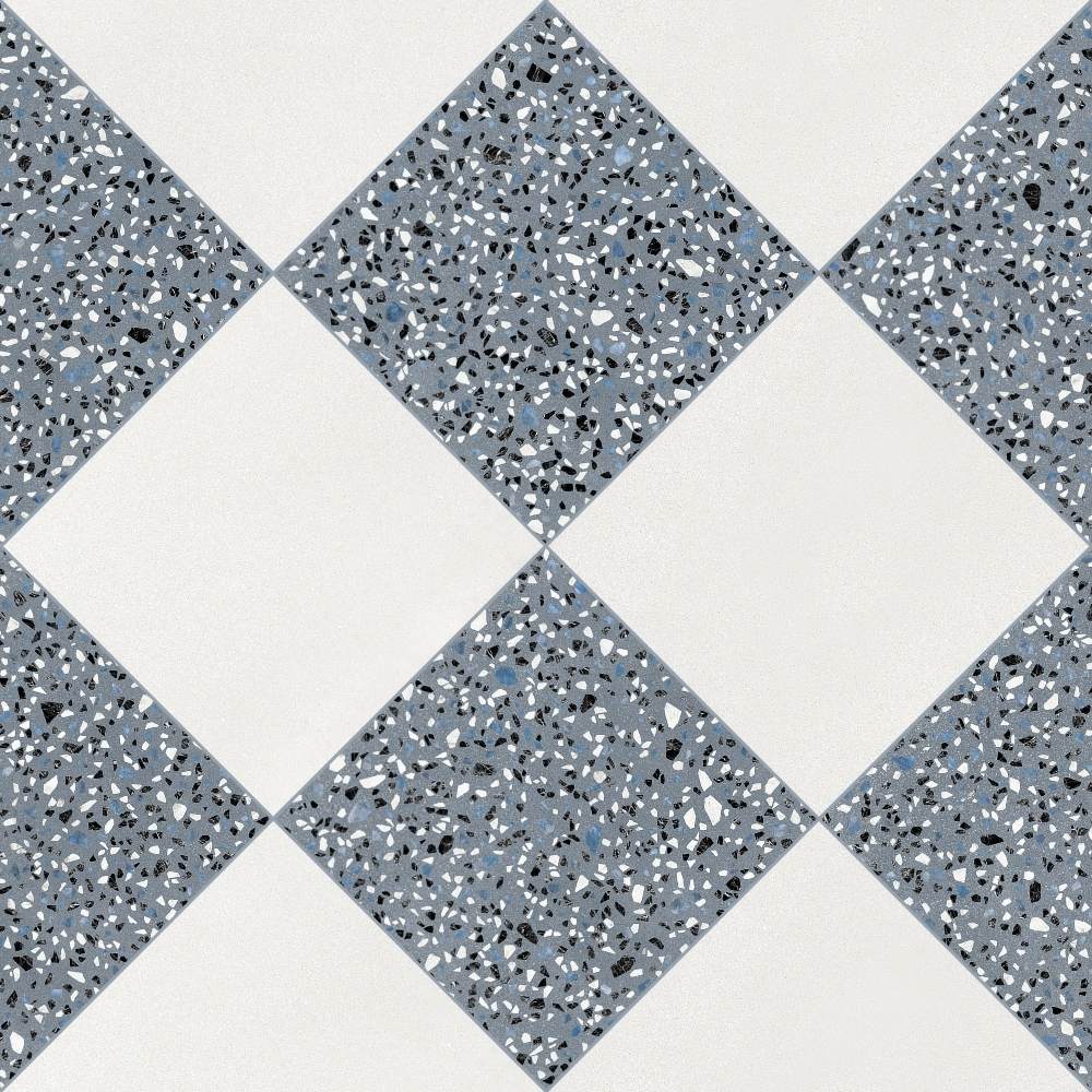 Terrazzo 2.0 24"x24" Checkerboard Minimal White & Classic Blue Porcelain Matte Tile