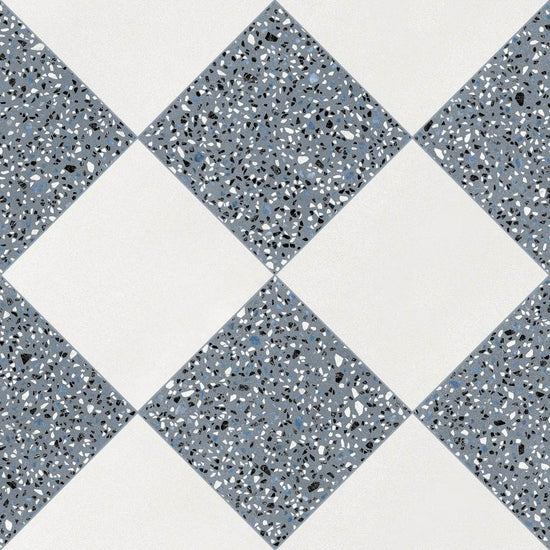 Terrazzo 2.0 24"x24" Checkerboard Minimal White & Classic Blue Porcelain Matte Tile